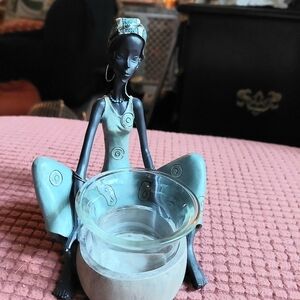 Sitting African Woman Tealight Holder